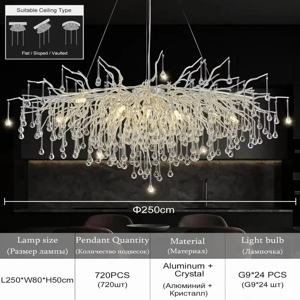 Chandelier Modern chrome raindrop pendant light by Decorbites, crystal drops 720 on Tampa Home & Garden Store