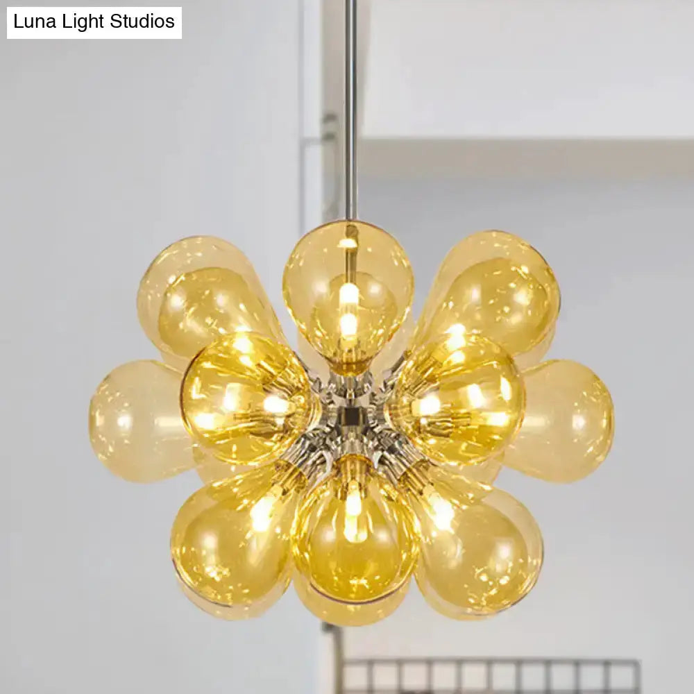 Modern cognac glass bubble chandelier pendant light for dining room on Tampa Home & Garden Store