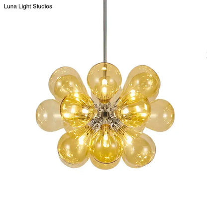 Modern cognac glass bubble chandelier dining room pendant light with amber spheres on Tampa Home & Garden Store