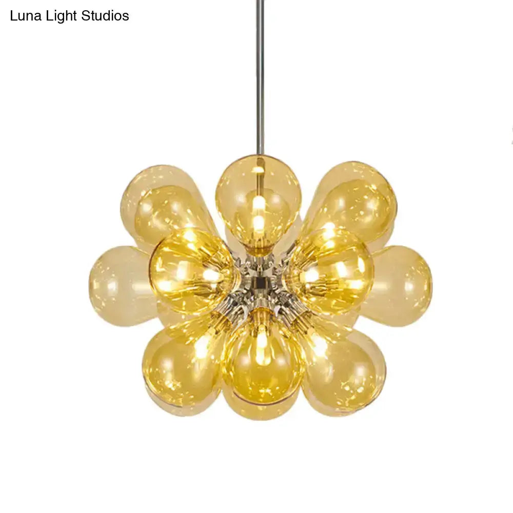 Modern cognac glass bubble chandelier pendant light with a clustered amber glass globe cluster on Tampa Home & Garden Store