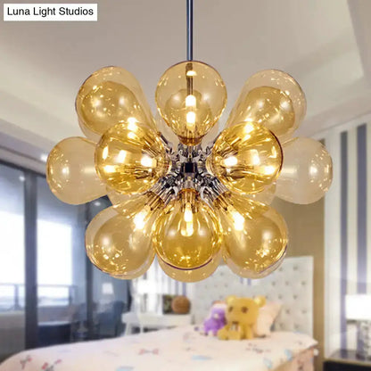Decorbites cognac glass bubble chandelier dining room pendant light with chrome accents on Tampa Home & Garden Store