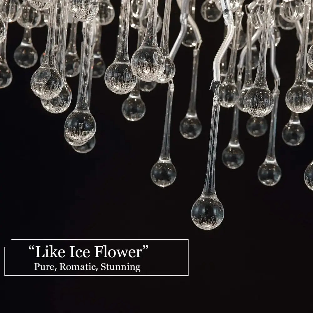 Modern crystal glass chandelier with hanging droplet prisms for living room on Tampa Home & Garden Store