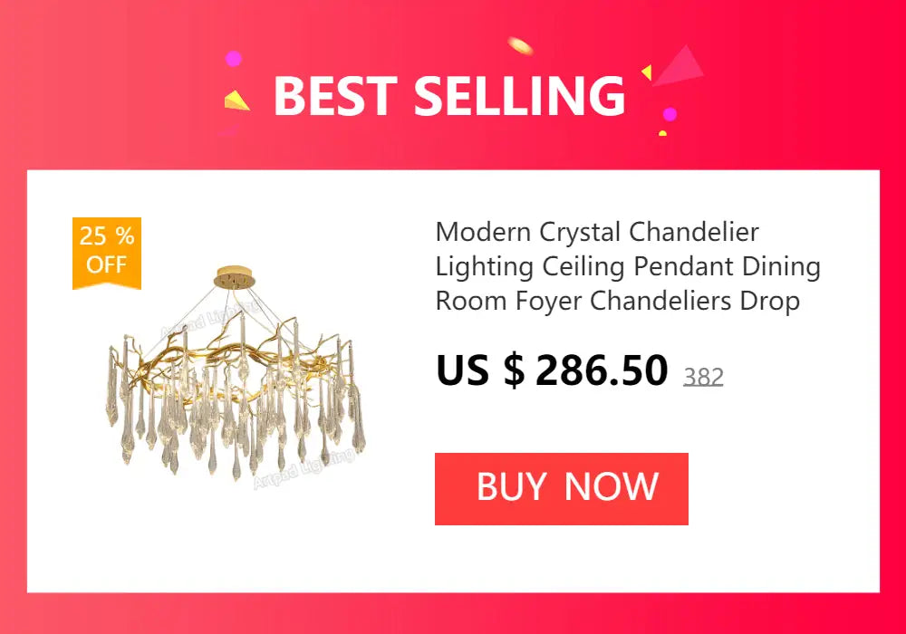 Modern gold aluminum crystal chandelier by Decorbites for living room, 25% off on Tampa Home & Garden Store