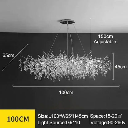Chandelier Decorbites modern branch crystal for dining room, LED lighting, adjustable 150cm on Tampa Home & Garden Store