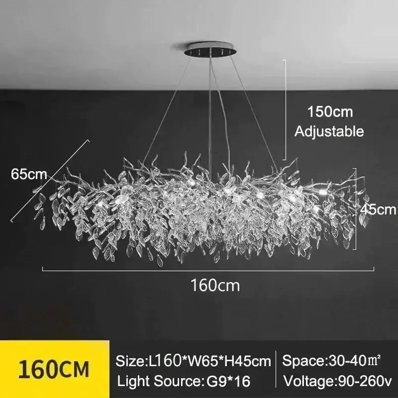 Chandelier Decorbites golden branch crystal; adjustable 150cm length on Tampa Home & Garden Store