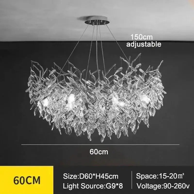 Chandelier Decorbites modern golden branch crystal ceiling light, 60cm on Tampa Home & Garden Store