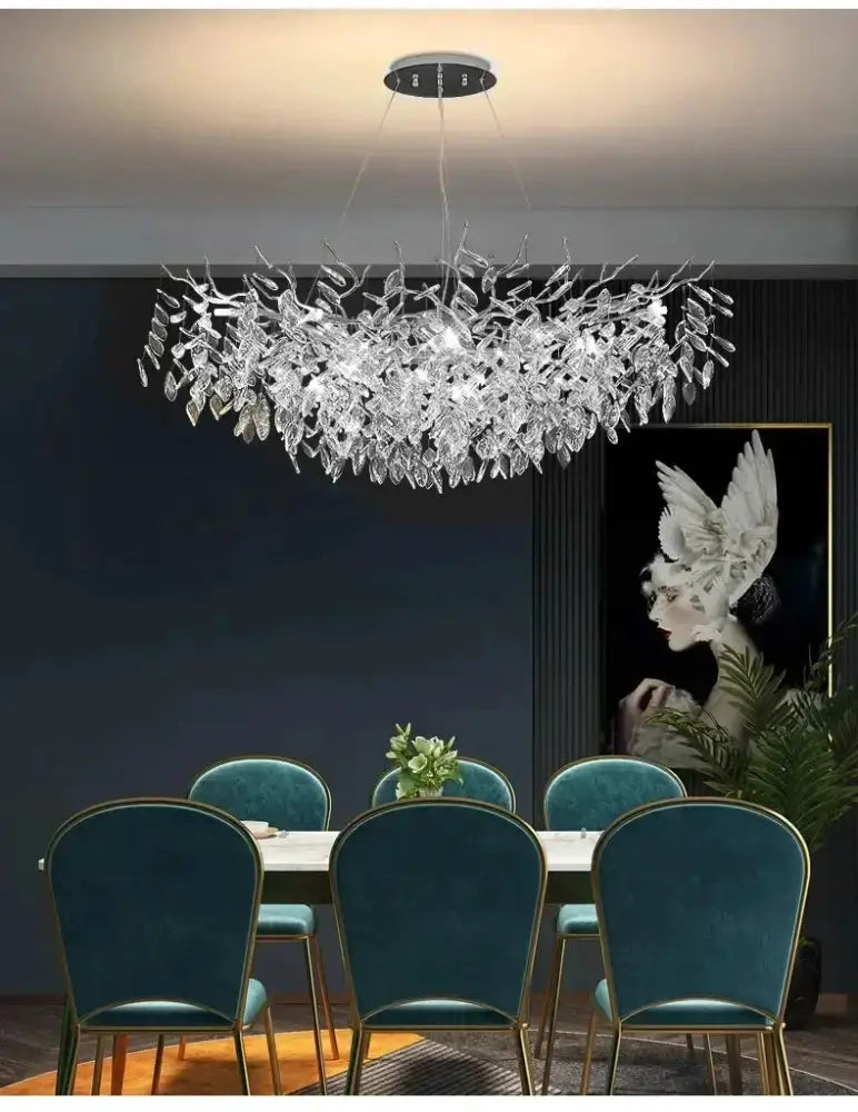Chandelier Decorbites modern golden branch crystal ceiling LED lighting for dining room on Tampa Home & Garden Store