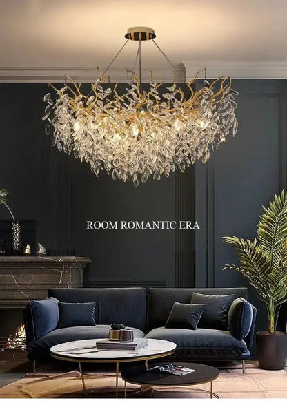 Chandelier modern golden crystal branch LED lighting for dining by Decorbites on Tampa Home & Garden Store