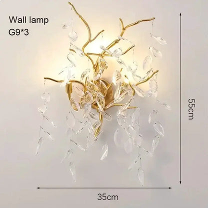 Chandelier Decorbites golden crystal branch light with hanging prisms LED lighting on Tampa Home & Garden Store