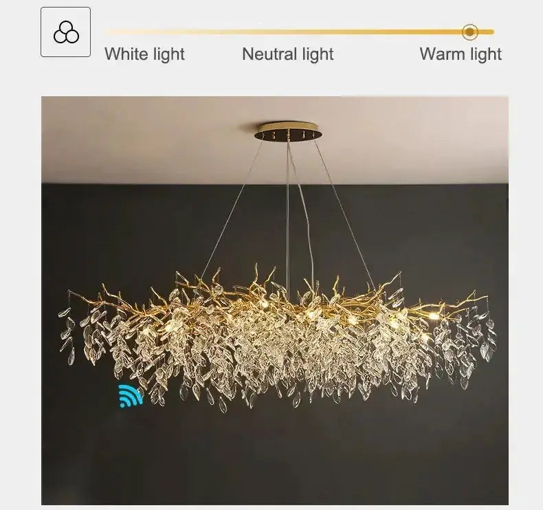 Chandelier Decorbites modern golden branch crystal ceiling light warm LED on Tampa Home & Garden Store