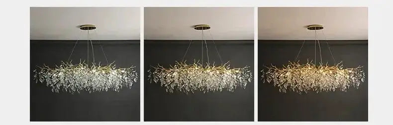 Chandelier Decorbites golden branch crystal ceiling chandelier with LED, 3-panel display on Tampa Home & Garden Store