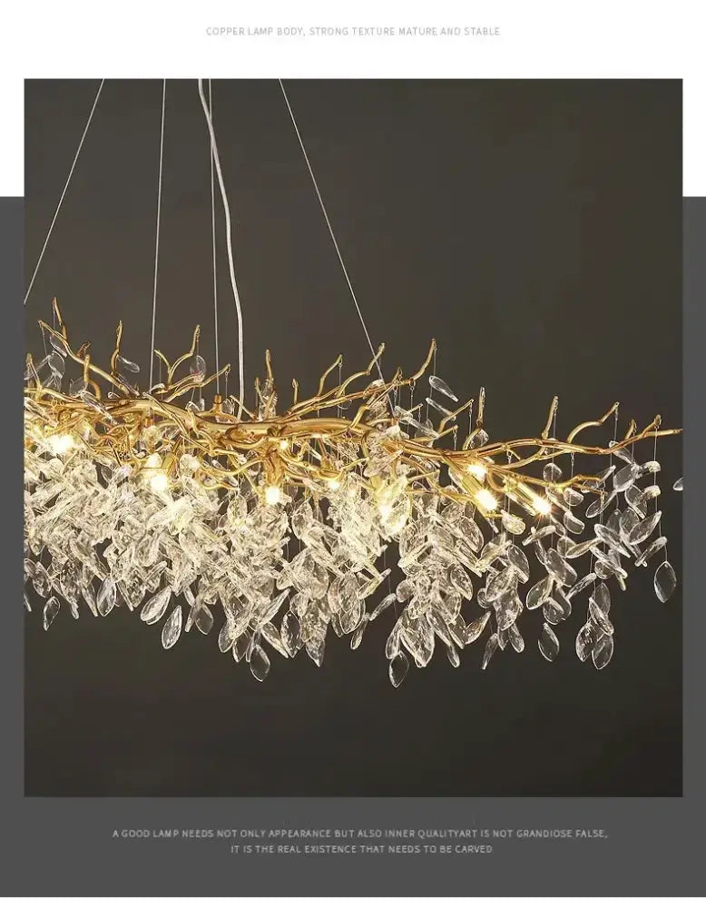 Chandelier Decorbites modern golden branch crystal ceiling light with hanging prisms LED on Tampa Home & Garden Store