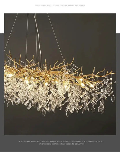 Chandelier Decorbites modern golden branch crystal ceiling light with hanging prisms LED on Tampa Home & Garden Store