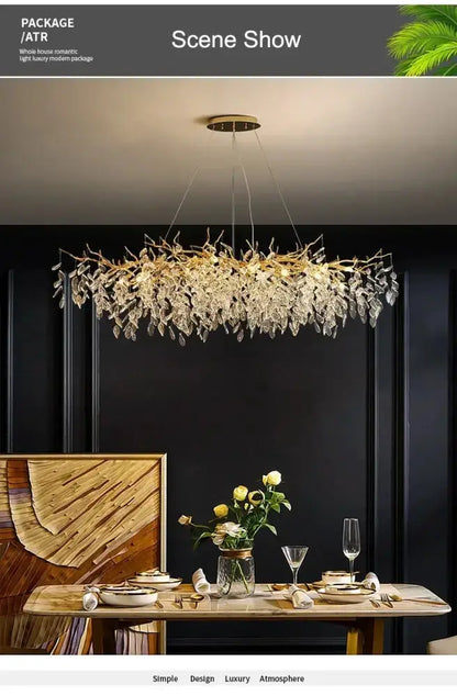 Chandelier modern golden branch crystal ceiling chandelier dining room LED lighting Decorbites on Tampa Home & Garden Store