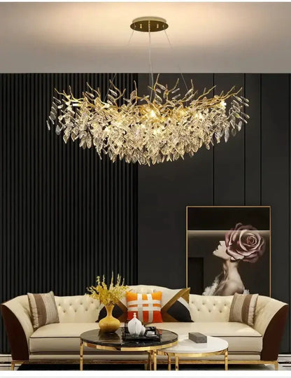 Chandelier modern golden branch crystal ceiling LED lighting Decorbites on Tampa Home & Garden Store
