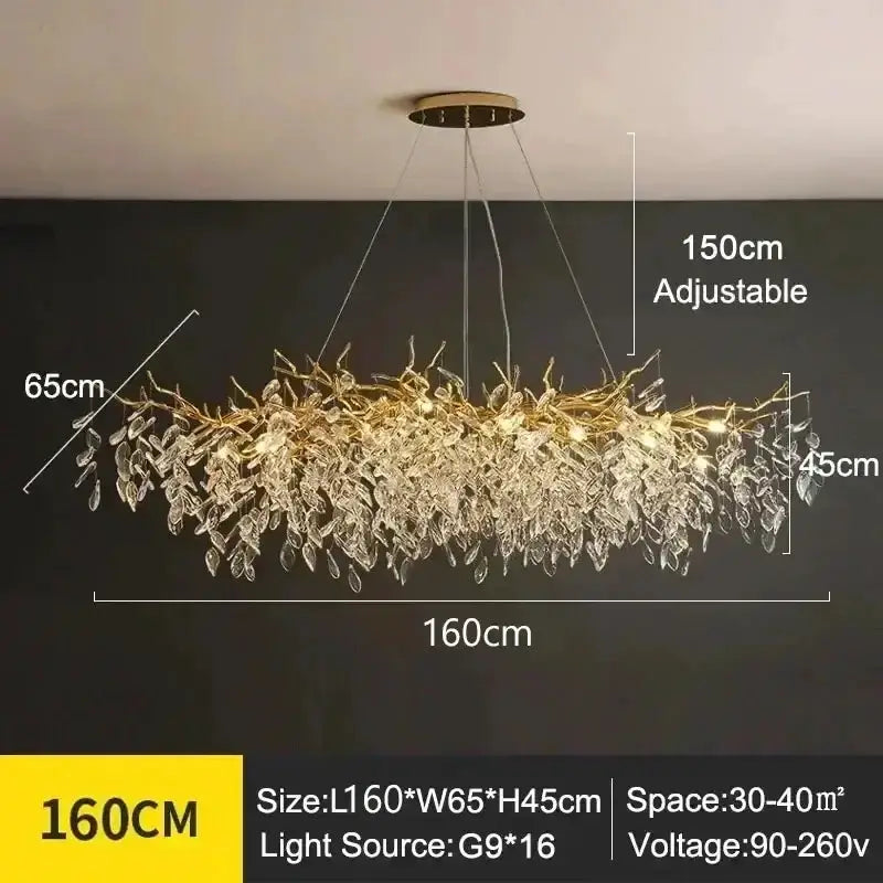 Chandelier Decorbites modern golden branch crystal ceiling light with hanging crystals on Tampa Home & Garden Store