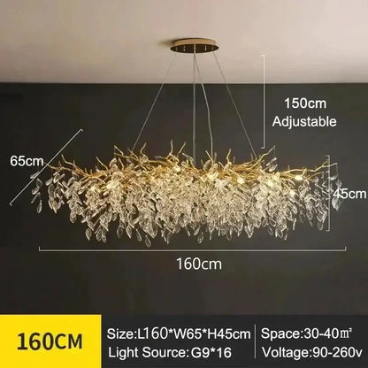 Chandelier Decorbites modern golden branch crystal ceiling light with hanging crystals on Tampa Home & Garden Store