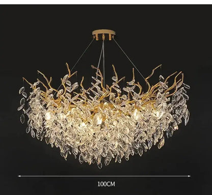 Chandelier: Modern golden branch crystal ceiling light by Decorbites, 100cm wide on Tampa Home & Garden Store