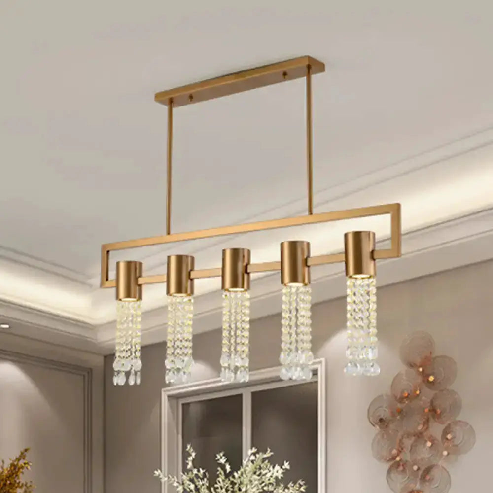 Island pendant light gold crystal draping fixture by Decorbites for dining room on Tampa Home & Garden Store