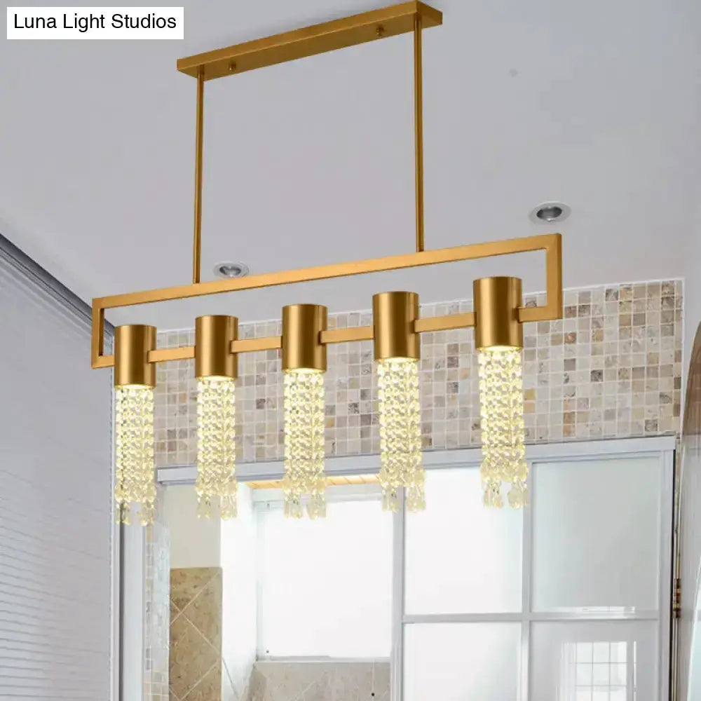 Modern gold crystal draping island pendant lighting fixture for dining by Decorbites on Tampa Home & Garden Store