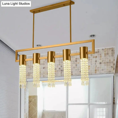 Modern gold crystal draping island pendant lighting fixture for dining by Decorbites on Tampa Home & Garden Store