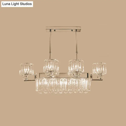Chrome Crystal Island Light pendant fixture with crystal prisms and chrome finish Decorbites on Tampa Home & Garden Store