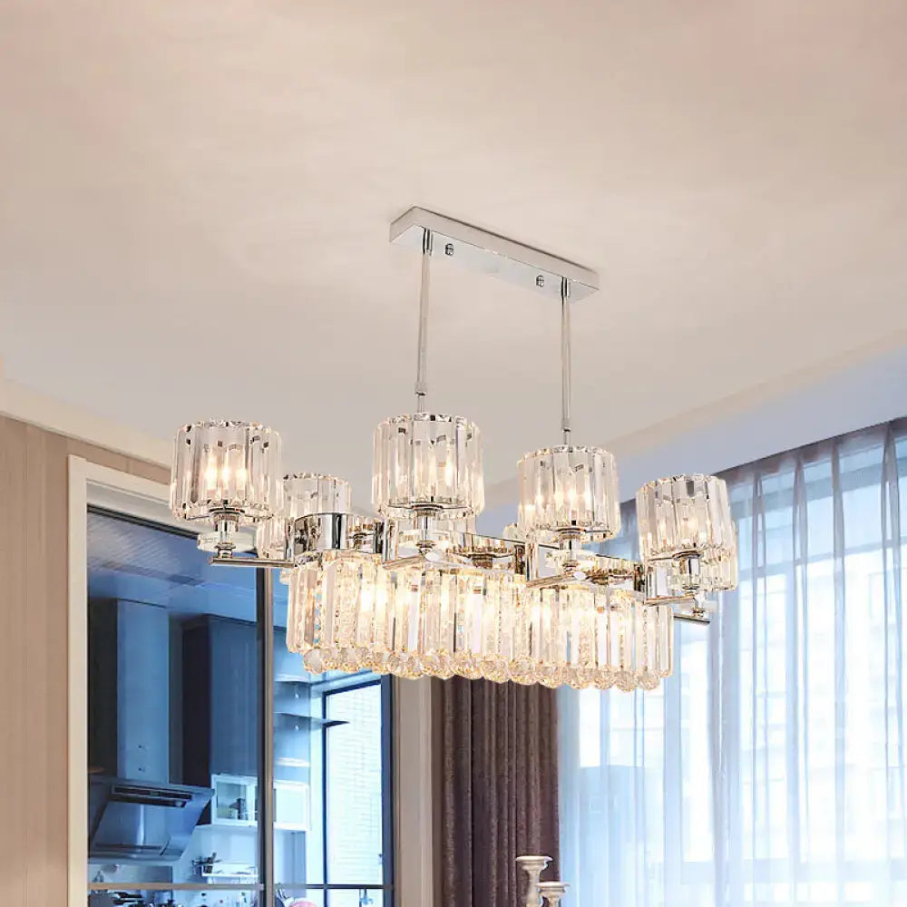 Chrome Crystal Island Light Pendant with crystal shades and chrome frame by Decorbites on Tampa Home & Garden Store