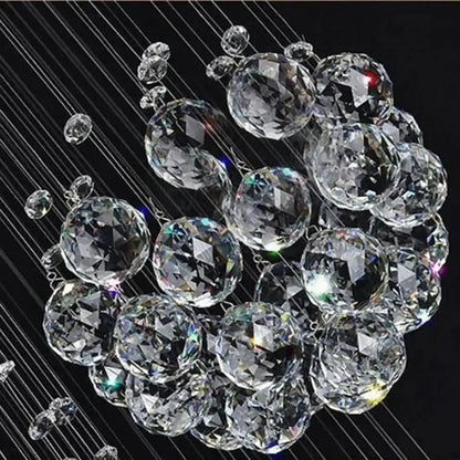 Crystal Raindrop Chandelier by Decorbites; clear faceted crystal spheres suspended on wires on Tampa Home & Garden Store