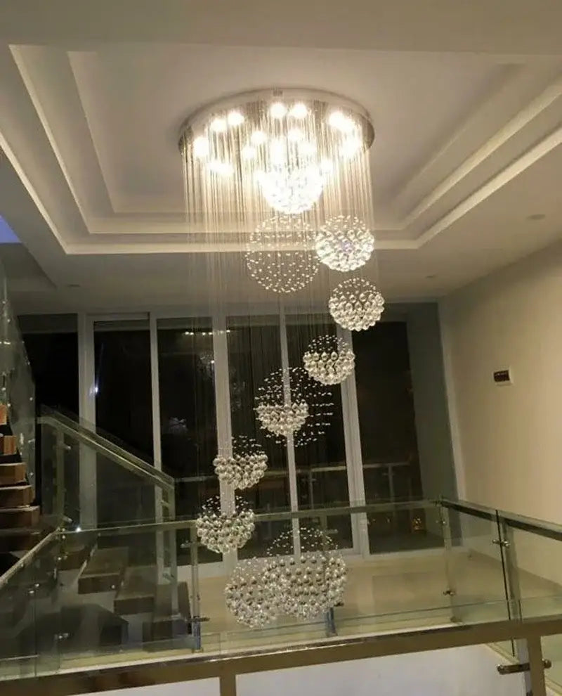 Crystal Raindrop Chandelier by Decorbites, cascading crystal bead spheres from a ceiling on Tampa Home & Garden Store