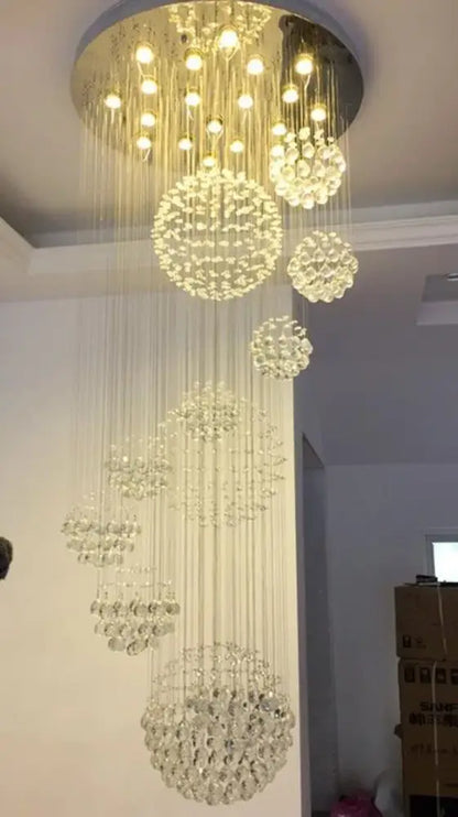 Crystal Raindrop Chandelier by Decorbites, clear crystal sphere clusters on hanging cords on Tampa Home & Garden Store