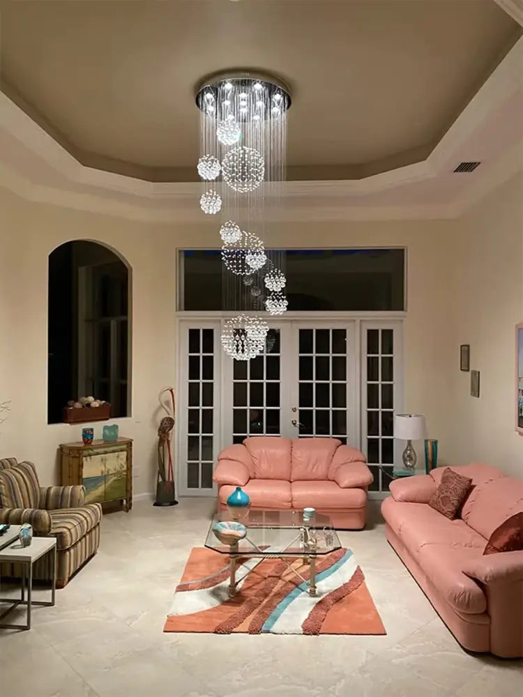 Crystal Raindrop Chandelier by Decorbites with cascading glass spheres on Tampa Home & Garden Store
