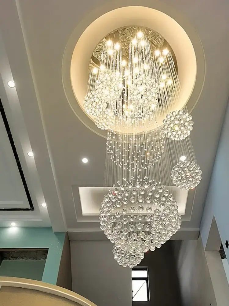 Crystal Raindrop Chandelier by Decorbites, clear crystal strands with bead clusters on Tampa Home & Garden Store