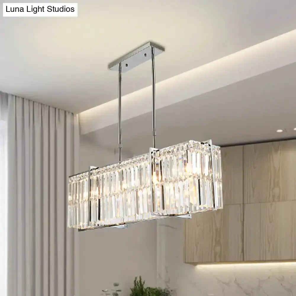 Decorbites modern chrome crystal island pendant chandelier with 5 lights for dining room on Tampa Home & Garden Store