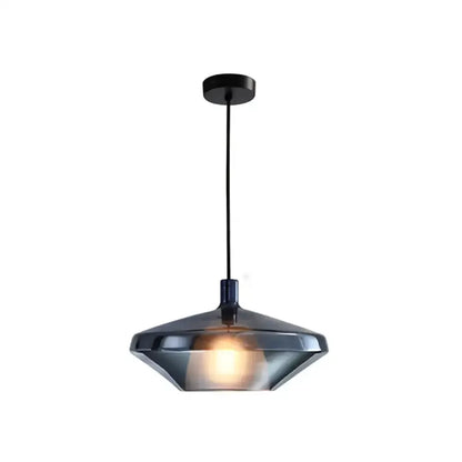 Geometric pendant light with copper metallic shade and amber interior for dining room on Tampa Home & Garden Store