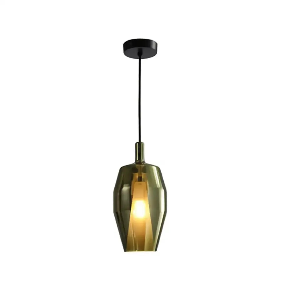 Pendant light Decorbites amber copper geometric glass shade with black cord for dining room on Tampa Home & Garden Store