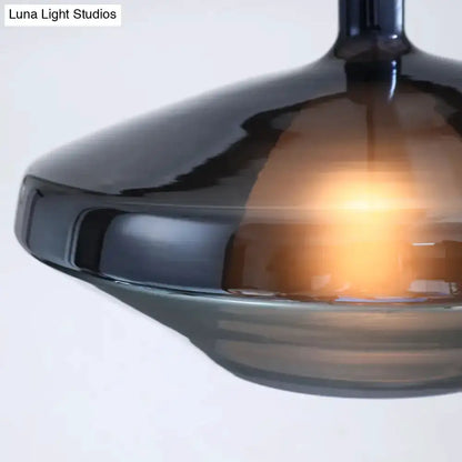 Modern amber copper geometric pendant light with glass shade for dining room Luna Light Studios on Tampa Home & Garden Store