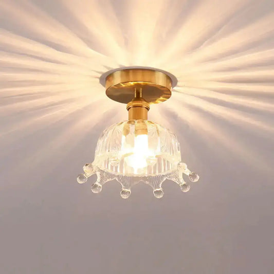 Modern floral glass gold ceiling light fixture Decorbites brass flush mount with glass shade on Tampa Home & Garden Store