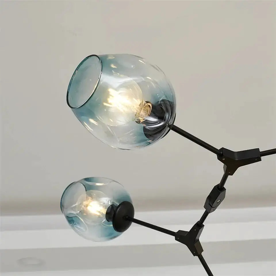 Chandelier Decorbites modern black and amber glass ball pendant chandelier with dual globes on Tampa Home & Garden Store