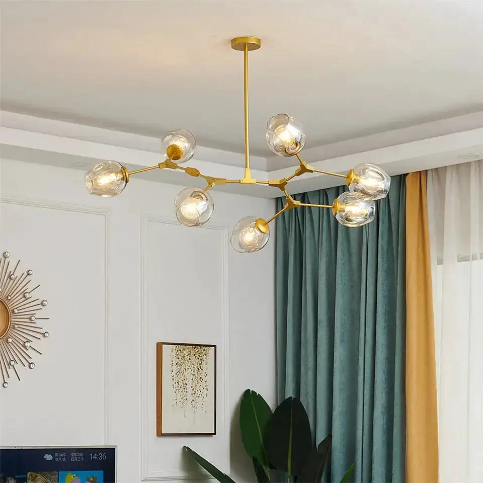 Chandelier modern gold amber glass globe pendant for dining room Decorbites on Tampa Home & Garden Store