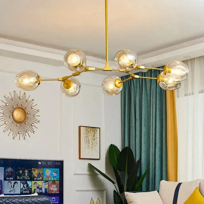 Chandelier: Decorbites black and gold amber glass ball pendant with globe lights on Tampa Home & Garden Store