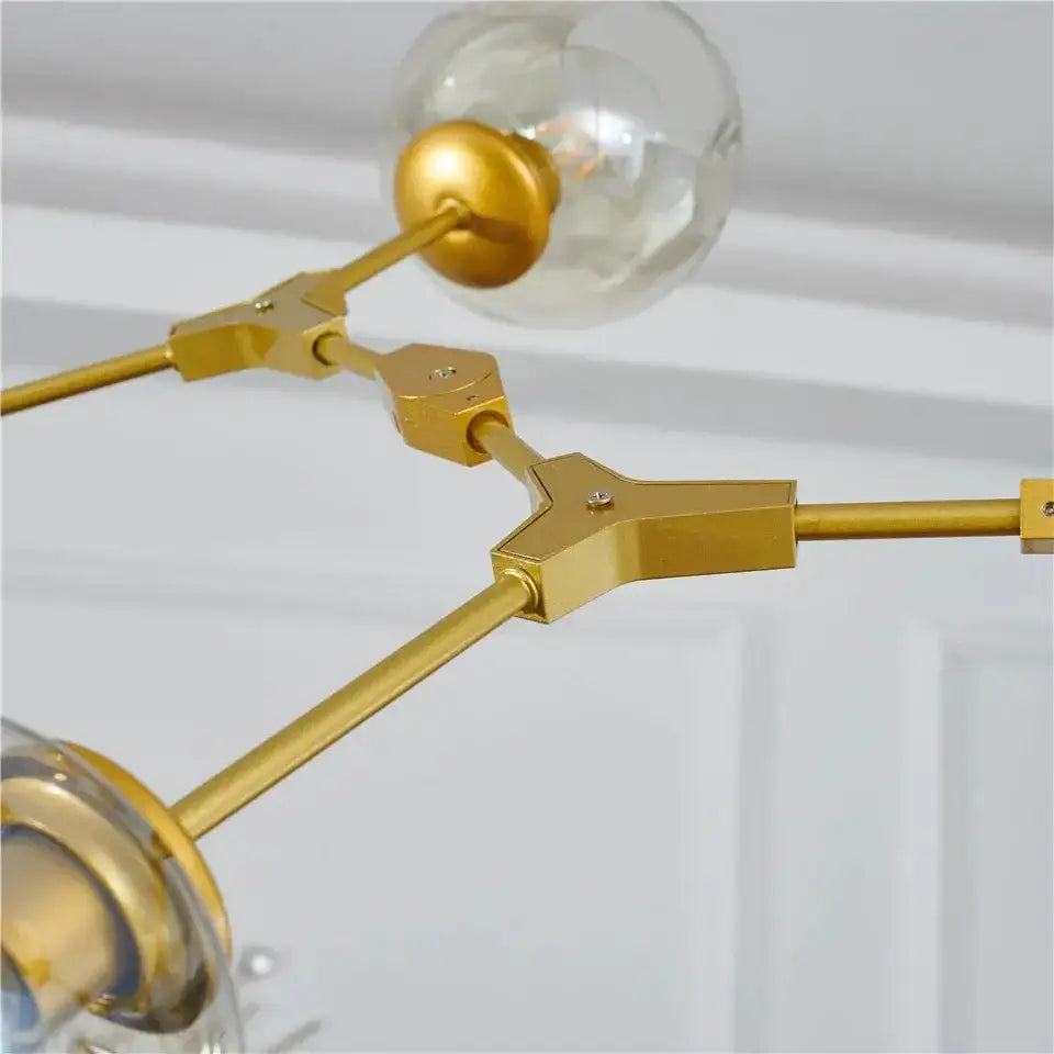 Chandelier gold metal frame with amber glass ball accents dining room pendant on Tampa Home & Garden Store