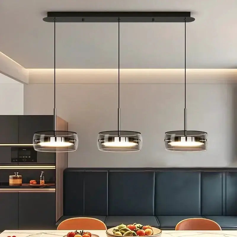 Modern black glass dining pendant lights by Decorbites, 3-pendant set on Tampa Home & Garden Store