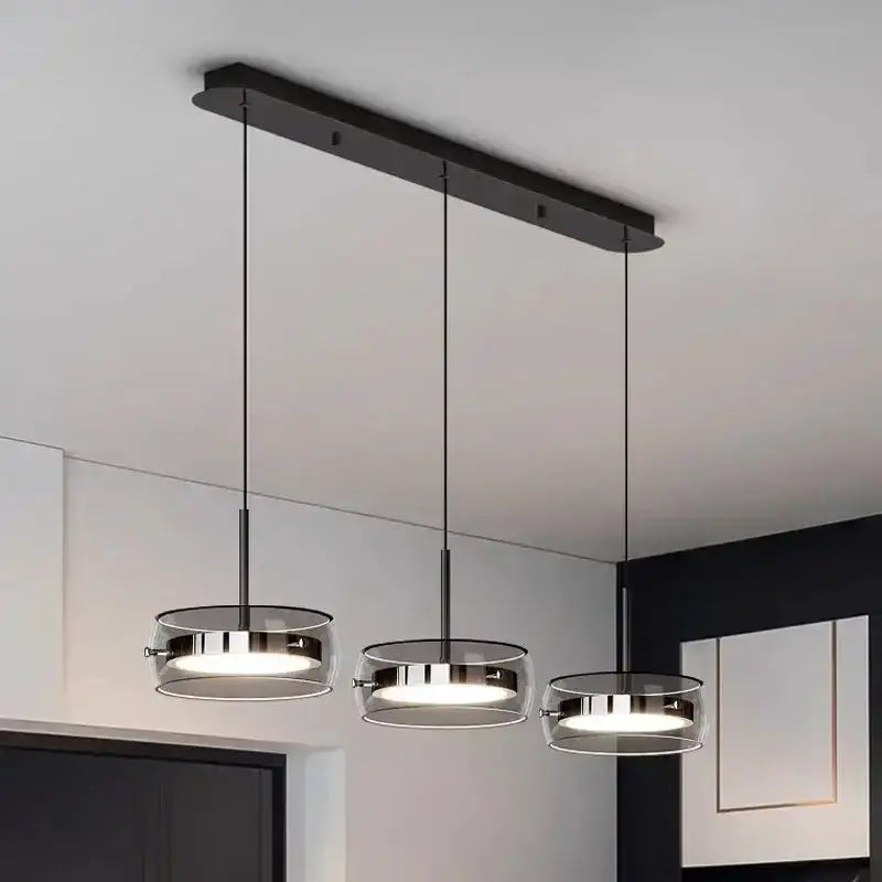 Modern black glass dining pendant lights set of 3 by Decorbites with metal frames on Tampa Home & Garden Store