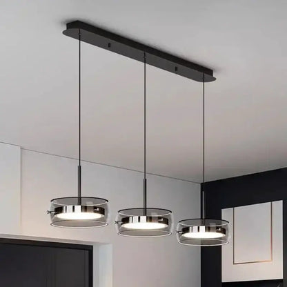 Modern black glass dining pendant lights set of 3 by Decorbites with metal frames on Tampa Home & Garden Store