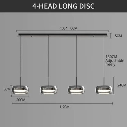 Modern black glass four-disc dining pendant light by Decorbites, 4-head ceiling mount with cords on Tampa Home & Garden Store
