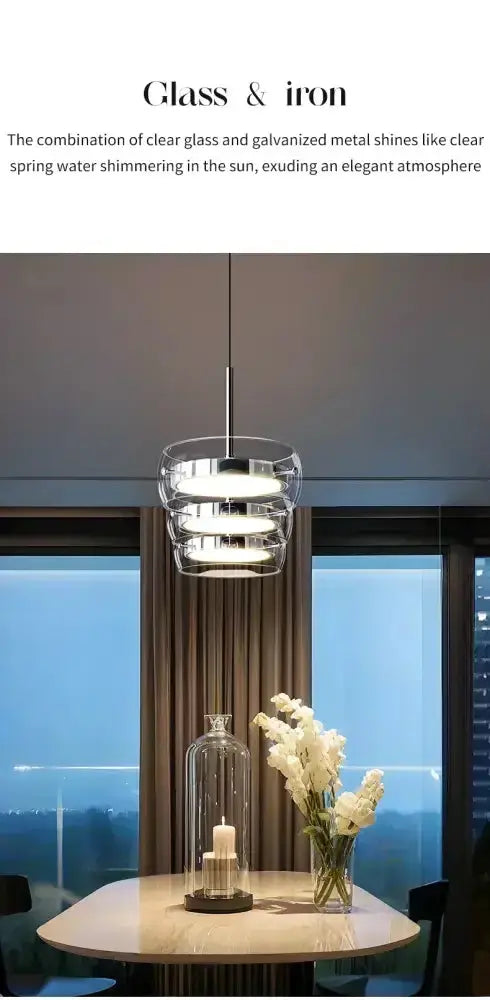 Pendant light Decorbites modern black glass dining fixture with stacked ring design on Tampa Home & Garden Store