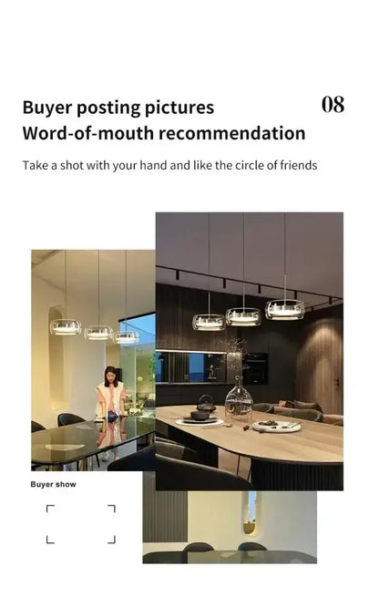 Modern black glass pendant lights by Decorbites over a dining table; several hanging fixtures on Tampa Home & Garden Store