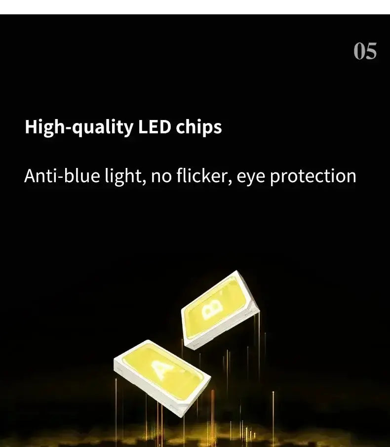 Modern black glass dining pendant light LED chips close-up, two white modules with yellow center on Tampa Home & Garden Store