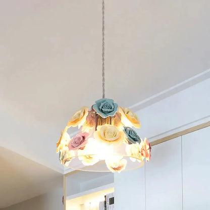 Modern transparent glass flower pendant light with pastel rose blossoms Decorbites on Tampa Home & Garden Store