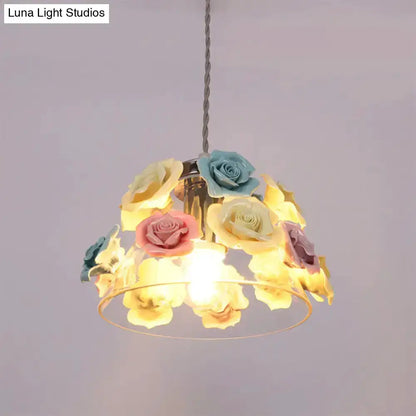 Modern glass flower decor pendant light with pastel roses and warm glow Decorbites on Tampa Home & Garden Store